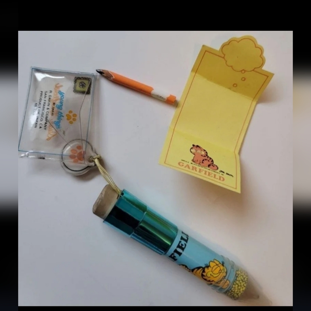 Vintage Rare 1978 Dear Garfield Small Note Paper With One Pencil With Eraser